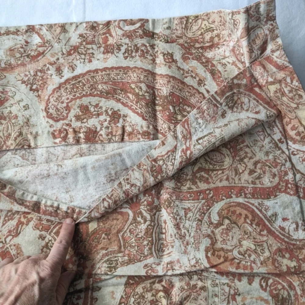 Pottery Barn Paisley Linen Blend Brown Cream Euro Pillow Covers - 3